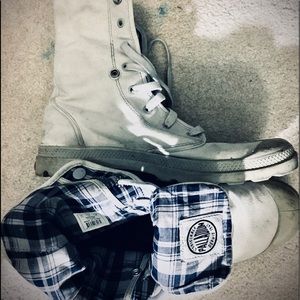 Rare Blue Plaid Palladium lace-up Boots.